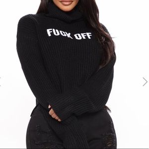 cropped fuck off sweater size small black